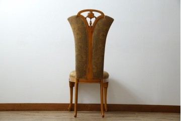 中古　美品　高級ブランド家具　CLイタリア(CLItalia)社　気品あふれる優雅なデザインが魅力のダイニングチェア(サロンチェア、ハイバックチェア、椅子、イス)(定価約55万円)(R-066588)
