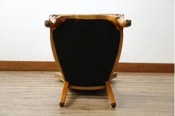 中古　美品　高級ブランド家具　CLイタリア(CLItalia)社　気品あふれる優雅なデザインが魅力のダイニングチェア(サロンチェア、ハイバックチェア、椅子、イス)(定価約55万円)(R-066588)