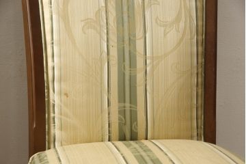 中古　美品　マルニ木工(MARUNI)　地中海シリーズ　カンヌ　クラシカルなデザインのファブリックがお洒落なダイニングチェア2脚セット(椅子、イス、バラ売り可能)(定価2脚で約16万円)(R-066604)