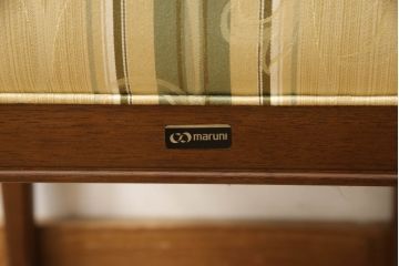 中古　美品　マルニ木工(MARUNI)　地中海シリーズ　カンヌ　クラシカルなデザインのファブリックがお洒落なダイニングチェア2脚セット(椅子、イス、バラ売り可能)(定価2脚で約16万円)(R-066604)