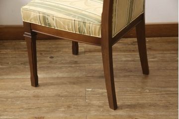 中古　美品　マルニ木工(MARUNI)　地中海シリーズ　カンヌ　クラシカルなデザインのファブリックがお洒落なダイニングチェア2脚セット(椅子、イス、バラ売り可能)(定価2脚で約16万円)(R-066604)