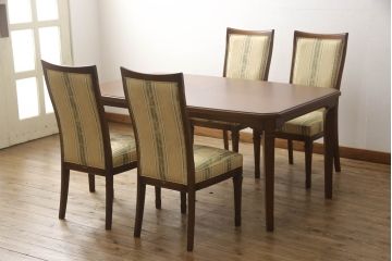 中古　美品　マルニ木工(MARUNI)　地中海シリーズ　カンヌ　クラシカルなデザインのファブリックがお洒落なダイニングチェア2脚セット(椅子、イス、バラ売り可能)(定価2脚で約16万円)(R-066604)