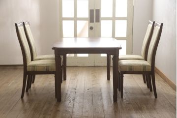中古　美品　マルニ木工(MARUNI)　地中海シリーズ　カンヌ　クラシカルなデザインのファブリックがお洒落なダイニングチェア2脚セット(椅子、イス、バラ売り可能)(定価2脚で約16万円)(R-066604)