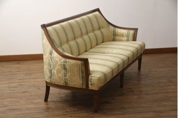 中古　美品!!　マルニ木工(MARUNI)　地中海シリーズ　サランテ　クラシカルなデザインのファブリックが目を引くラブシート(2.5人掛けソファ、2人掛けソファ、3人掛けソファ、アームソファ)(定価約32万円)(R-066606)
