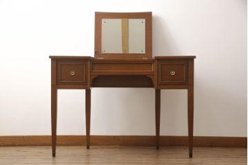 中古　DREXEL HERITAGE(ドレクセルヘリテイジ)　Triune(トライユン)　デスクとしても使える格納式ミラー付きドレッサー(化粧台、鏡台、ワークデスク、在宅用、在宅ワーク用、机)(定価約42万円)(R-066607)