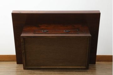 中古　美品　総欅(ケヤキ)材の杢目が美しい関西火鉢(囲炉裏、長火鉢、木製火鉢、座卓、ローテーブル)(R-066608)