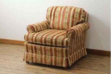 【K.K.様ご決済用】中古　DREXEL HERITAGE(ドレクセルヘリテイジ)　ストライプ柄のファブリックが目を引く1人掛けソファ(1Pソファ、一人掛けソファ、パーソナルソファ、アームチェア、ラウンジチェア)(R-066610)