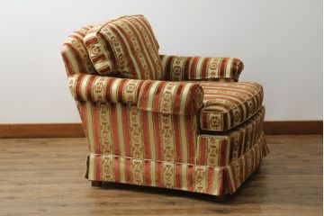 【K.K.様ご決済用】中古　DREXEL HERITAGE(ドレクセルヘリテイジ)　ストライプ柄のファブリックが目を引く1人掛けソファ(1Pソファ、一人掛けソファ、パーソナルソファ、アームチェア、ラウンジチェア)(R-066610)