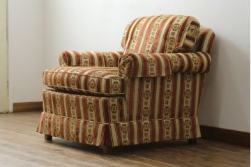 【K.K.様ご決済用】中古　DREXEL HERITAGE(ドレクセルヘリテイジ)　ストライプ柄のファブリックが目を引く1人掛けソファ(1Pソファ、一人掛けソファ、パーソナルソファ、アームチェア、ラウンジチェア)(R-066610)