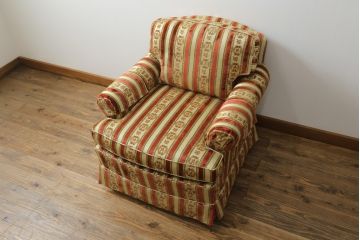 【K.K.様ご決済用】中古　DREXEL HERITAGE(ドレクセルヘリテイジ)　ストライプ柄のファブリックが目を引く1人掛けソファ(1Pソファ、一人掛けソファ、パーソナルソファ、アームチェア、ラウンジチェア)(R-066610)