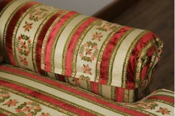 【K.K.様ご決済用】中古　DREXEL HERITAGE(ドレクセルヘリテイジ)　ストライプ柄のファブリックが目を引く1人掛けソファ(1Pソファ、一人掛けソファ、パーソナルソファ、アームチェア、ラウンジチェア)(R-066610)