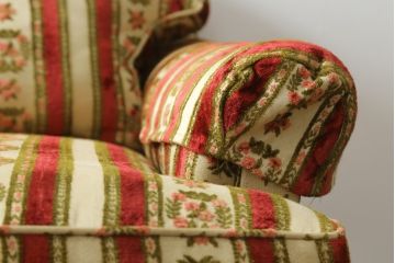 【K.K.様ご決済用】中古　DREXEL HERITAGE(ドレクセルヘリテイジ)　ストライプ柄のファブリックが目を引く1人掛けソファ(1Pソファ、一人掛けソファ、パーソナルソファ、アームチェア、ラウンジチェア)(R-066610)