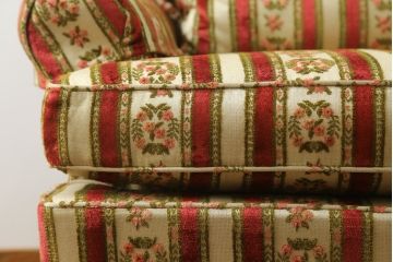 【K.K.様ご決済用】中古　DREXEL HERITAGE(ドレクセルヘリテイジ)　ストライプ柄のファブリックが目を引く1人掛けソファ(1Pソファ、一人掛けソファ、パーソナルソファ、アームチェア、ラウンジチェア)(R-066610)