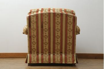 【K.K.様ご決済用】中古　DREXEL HERITAGE(ドレクセルヘリテイジ)　ストライプ柄のファブリックが目を引く1人掛けソファ(1Pソファ、一人掛けソファ、パーソナルソファ、アームチェア、ラウンジチェア)(R-066610)