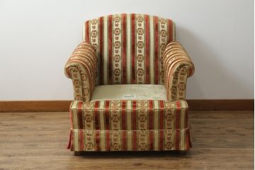 【K.K.様ご決済用】中古　DREXEL HERITAGE(ドレクセルヘリテイジ)　ストライプ柄のファブリックが目を引く1人掛けソファ(1Pソファ、一人掛けソファ、パーソナルソファ、アームチェア、ラウンジチェア)(R-066610)