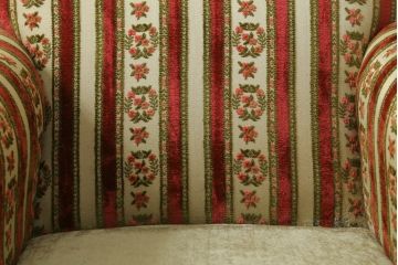 【K.K.様ご決済用】中古　DREXEL HERITAGE(ドレクセルヘリテイジ)　ストライプ柄のファブリックが目を引く1人掛けソファ(1Pソファ、一人掛けソファ、パーソナルソファ、アームチェア、ラウンジチェア)(R-066610)