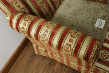 【K.K.様ご決済用】中古　DREXEL HERITAGE(ドレクセルヘリテイジ)　ストライプ柄のファブリックが目を引く1人掛けソファ(1Pソファ、一人掛けソファ、パーソナルソファ、アームチェア、ラウンジチェア)(R-066610)