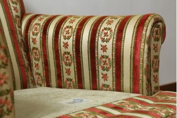 【K.K.様ご決済用】中古　DREXEL HERITAGE(ドレクセルヘリテイジ)　ストライプ柄のファブリックが目を引く1人掛けソファ(1Pソファ、一人掛けソファ、パーソナルソファ、アームチェア、ラウンジチェア)(R-066610)
