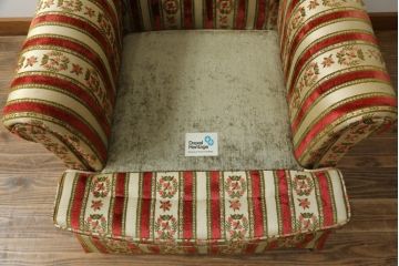 【K.K.様ご決済用】中古　DREXEL HERITAGE(ドレクセルヘリテイジ)　ストライプ柄のファブリックが目を引く1人掛けソファ(1Pソファ、一人掛けソファ、パーソナルソファ、アームチェア、ラウンジチェア)(R-066610)