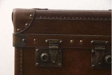 中古　イギリス製　HALO(ハロ)　PARIS TRUNK(パリストランク)　ヴィンテージスタイルのお部屋におすすめなトランクボックス(収納ボックス、ディスプレイ雑貨、収納箱、サイドテーブル、英国)(R-066618)
