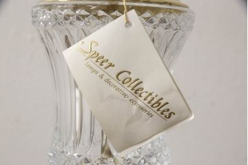 中古　展示品　美品!!　DREXEL HERITAGE(ドレクセルヘリテイジ)取り扱い　真鍮製　エレガントなデザインが魅力的な高級テーブルスタンド(クリスタル、卓上照明、シェード、テーブルスタンド、デスクスタンド、ナイトランプ)(R-066622)