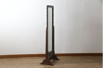 中古　軽井沢彫り　繊細な桜の彫刻が美しい姿見(スタンドミラー、鏡)(R-066625)