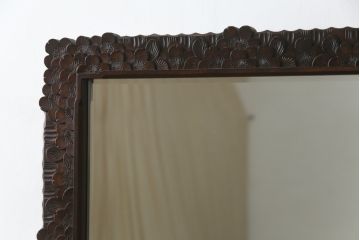 中古　軽井沢彫り　繊細な桜の彫刻が美しい姿見(スタンドミラー、鏡)(R-066625)