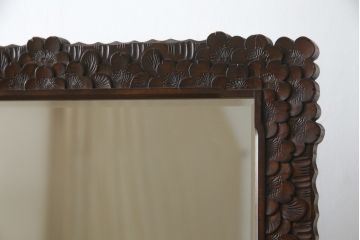 中古　軽井沢彫り　繊細な桜の彫刻が美しい姿見(スタンドミラー、鏡)(R-066625)