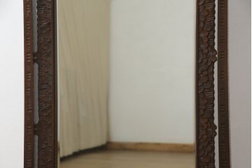 中古　軽井沢彫り　繊細な桜の彫刻が美しい姿見(スタンドミラー、鏡)(R-066625)