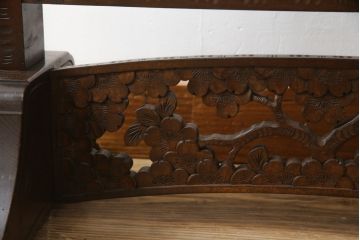 中古　軽井沢彫り　繊細な桜の彫刻が美しい姿見(スタンドミラー、鏡)(R-066625)