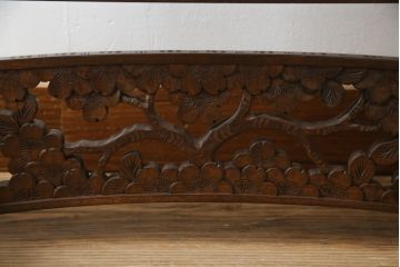 中古　軽井沢彫り　繊細な桜の彫刻が美しい姿見(スタンドミラー、鏡)(R-066625)