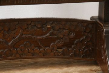 中古　軽井沢彫り　繊細な桜の彫刻が美しい姿見(スタンドミラー、鏡)(R-066625)