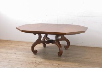中古　美品　DREXEL HERITAGE(ドレクセルヘリテイジ)　ESPERANTO(エスペラント)　八角形天板がお洒落なエクステンションテーブル(ダイニングテーブル、食卓、4人掛け、6人掛け、ドローリーフテーブル、オクタゴンテーブル)(R-066629)