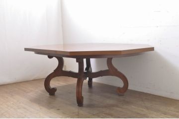 中古　美品　DREXEL HERITAGE(ドレクセルヘリテイジ)　ESPERANTO(エスペラント)　八角形天板がお洒落なエクステンションテーブル(ダイニングテーブル、食卓、4人掛け、6人掛け、ドローリーフテーブル、オクタゴンテーブル)(R-066629)