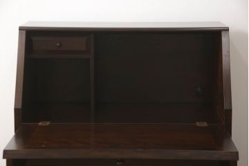 中古　美品　松本民芸家具　和モダンな空間づくりにおすすめのTM型ビューロー(ライティングビューロー、簿記机、ワークデスク、在宅用、在宅ワーク用、収納棚、戸棚)(定価約43万円)(R-066630)