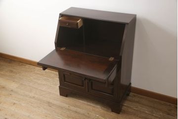中古　美品　松本民芸家具　和モダンな空間づくりにおすすめのTM型ビューロー(ライティングビューロー、簿記机、ワークデスク、在宅用、在宅ワーク用、収納棚、戸棚)(定価約43万円)(R-066630)