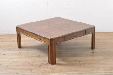 中古　DREXEL HERITAGE(ドレクセルヘリテイジ)　天板の美しい木目が特徴的なローテーブル(センターテーブル、リビングテーブル、座卓)(R-066632)
