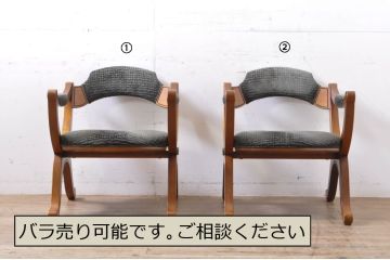 中古　DREXEL HERITAGE(ドレクセルヘリテイジ)　ESPERANTO(エスペラント)　上品な曲線デザインが高級感を醸し出すアーム付きダイニングチェア2脚セット(アームチェア、イス、椅子)(R-066639)