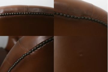 イギリスビンテージ　高級品!!　チェスターフィールド　本革(レザー)　クラシカルな佇まいが魅力のデスクチェア(回転チェア、回転イス、回転椅子、ドクターチェア、オフィスチェア、アームチェア、ヴィンテージ、英国)(R-066641)
