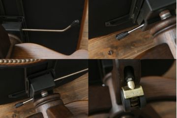 イギリスビンテージ　高級品!!　チェスターフィールド　本革(レザー)　クラシカルな佇まいが魅力のデスクチェア(回転チェア、回転イス、回転椅子、ドクターチェア、オフィスチェア、アームチェア、ヴィンテージ、英国)(R-066641)