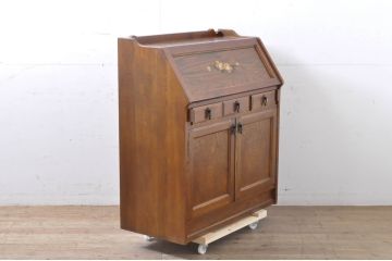 中古　美品　高級品　三越デパート　オーク材　上品な佇まいが魅力の象嵌入りライティングビューロー(カントリーハウス、Brugge、ブルージュ、簿記机、ワークデスク、在宅用、在宅ワーク用)(R-066646)