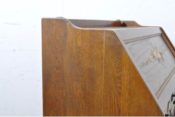 中古　美品　高級品　三越デパート　オーク材　上品な佇まいが魅力の象嵌入りライティングビューロー(カントリーハウス、Brugge、ブルージュ、簿記机、ワークデスク、在宅用、在宅ワーク用)(R-066646)