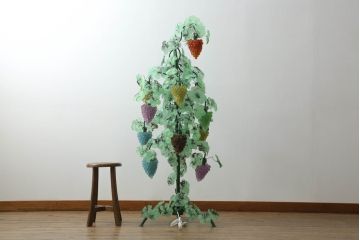 中古　イタリア製　トーソー社(TOSO CESARE)　ムラーノガラス(Murano　Glass)　ブドウ(葡萄、ぶどう)　13灯　空間のアクセントになるスタンドライト(フロアスタンド、スタンド照明、フロア照明、ベネチアングラス、ヴェネチアングラス、ムラノガラス)(定価約130万円)(R-066653)