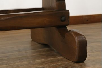 中古　IDC大塚家具　オランダ高級輸入家具　幅3mの特大サイズ!!重厚なオーク材製天板が魅力のダイニングテーブル(6人掛け、食卓、作業台)(定価約90万円)(R-066656)