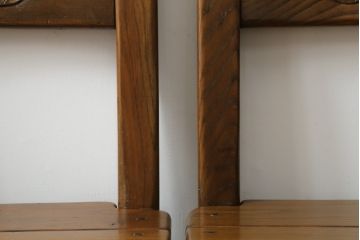 中古　IDC大塚家具　オランダ高級輸入家具　オーク材　木の温もり溢れる色合いが魅力のダイニングチェア4脚セット(椅子、イス、板座チェア)(定価4脚で約30万円)(R-066657)