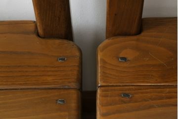 中古　IDC大塚家具　オランダ高級輸入家具　オーク材　木の温もり溢れる色合いが魅力のダイニングチェア4脚セット(椅子、イス、板座チェア)(定価4脚で約30万円)(R-066657)
