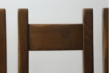 中古　IDC大塚家具　オランダ高級輸入家具　オーク材　木の温もり溢れる色合いが魅力のダイニングチェア4脚セット(椅子、イス、板座チェア)(定価4脚で約30万円)(R-066657)