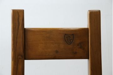 中古　IDC大塚家具　オランダ高級輸入家具　オーク材　木の温もり溢れる色合いが魅力のダイニングチェア2脚セット(椅子、イス、板座チェア、バラ売り可能)(定価2脚で約15万円)(R-066658)