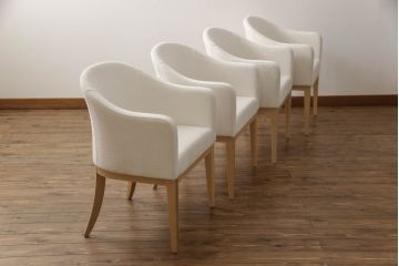 中古　短期展示品　極美品　相合家具製作所(SOGOKAGU)　パルマ(PALMA)　シンプルなデザインが魅力的なアームチェア4脚セット(一人掛けソファ、1人掛けソファ、ラウンジチェア、パーソナルチェア)(定価5脚で約41万3千円)(R-066659)