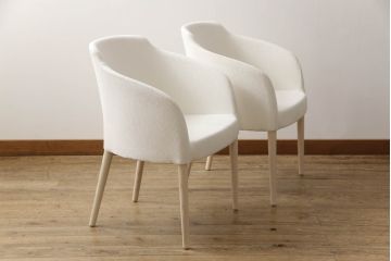 中古　短期展示品　極美品　相合家具製作所(SOGOKAGU)　マーガレット(MARGUERITE)　シンプルなデザインが魅力的なアームチェア2脚セット(一人掛けソファ、1人掛けソファ、ラウンジチェア、パーソナルチェア)(R-066660)